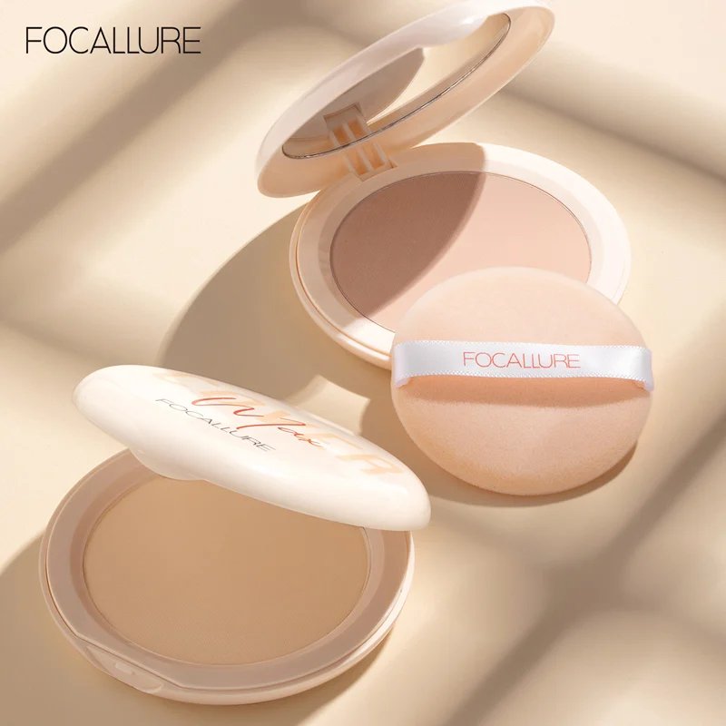 

FOCALLURE Face Powder Long-Lasting Perfect Cover Oil Control Matte Two Way Cake Vitamin C Lightweight Facial Makeup