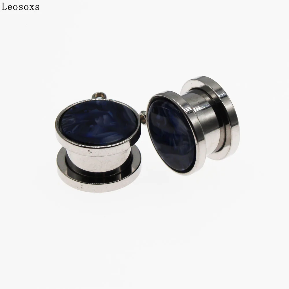 

Leosoxs New 2pcs 6-16mm Acrylic Screw Back Double Flared Ear Tunnels Stainless Steel Piercing Body Jewelry