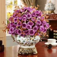 european ceramic vase wedding decoration living room flower arrangement tv cabinet retro decoration set flower art rose