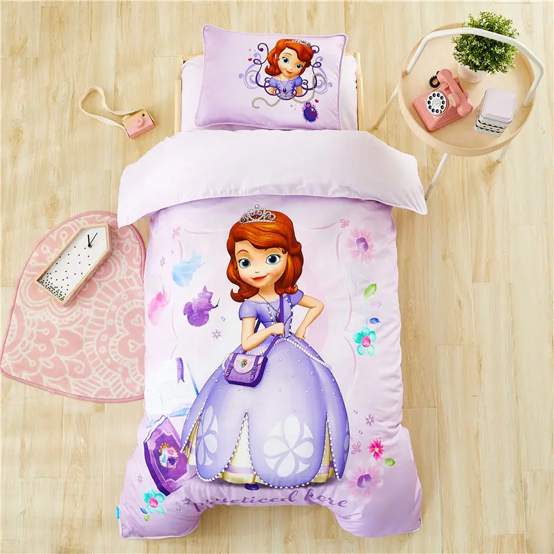 Детские кроватки disney, комплект из 3 предметов, мультяшный пододеяльник принцессы Софии Маккуин с изображением Минни Микки Мауса, детская кроватка, 60x120 см
