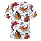 Новинка 2021, летняя Высококачественная футболка с 3d рисунком кои для мужчин, креативная удобная мужская футболка большого размера, мужская одежда