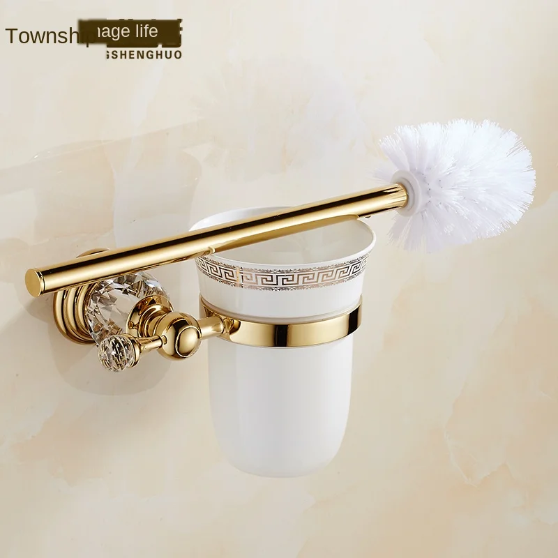 

Luxury golden bathroom accessories with diamond, gold finish toilet paper holder towel bar shelf brush holders bath hardware set