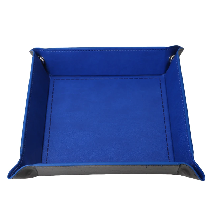 Foldable Storage Tray Leather Belt Snap Buckle Four Corners Folding Debris Creative Office Desk Coin Key | Дом и сад