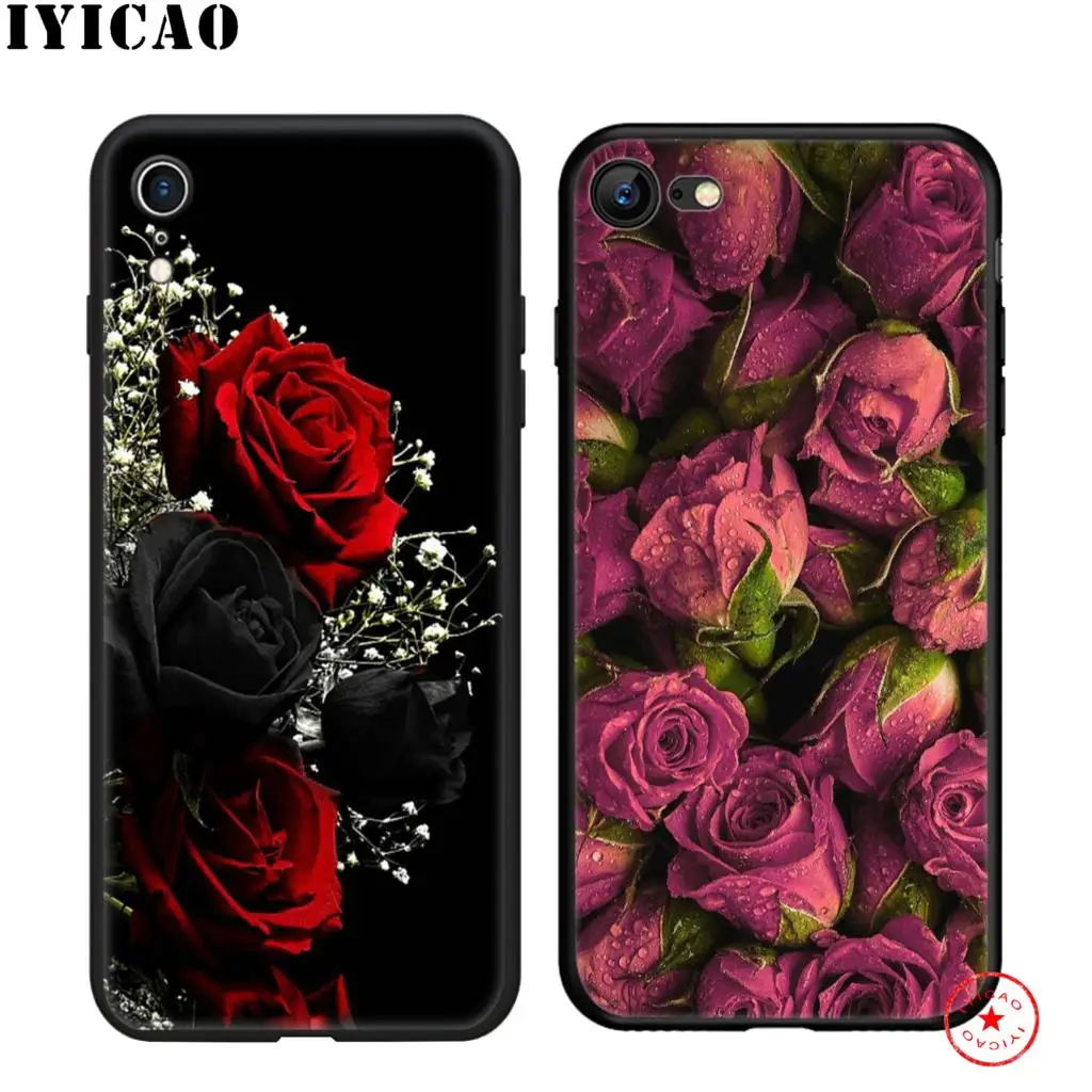 IYICAO классный розовый цветной мягкий черный силиконовый чехол для iPhone 11 Pro Xr Xs Max X