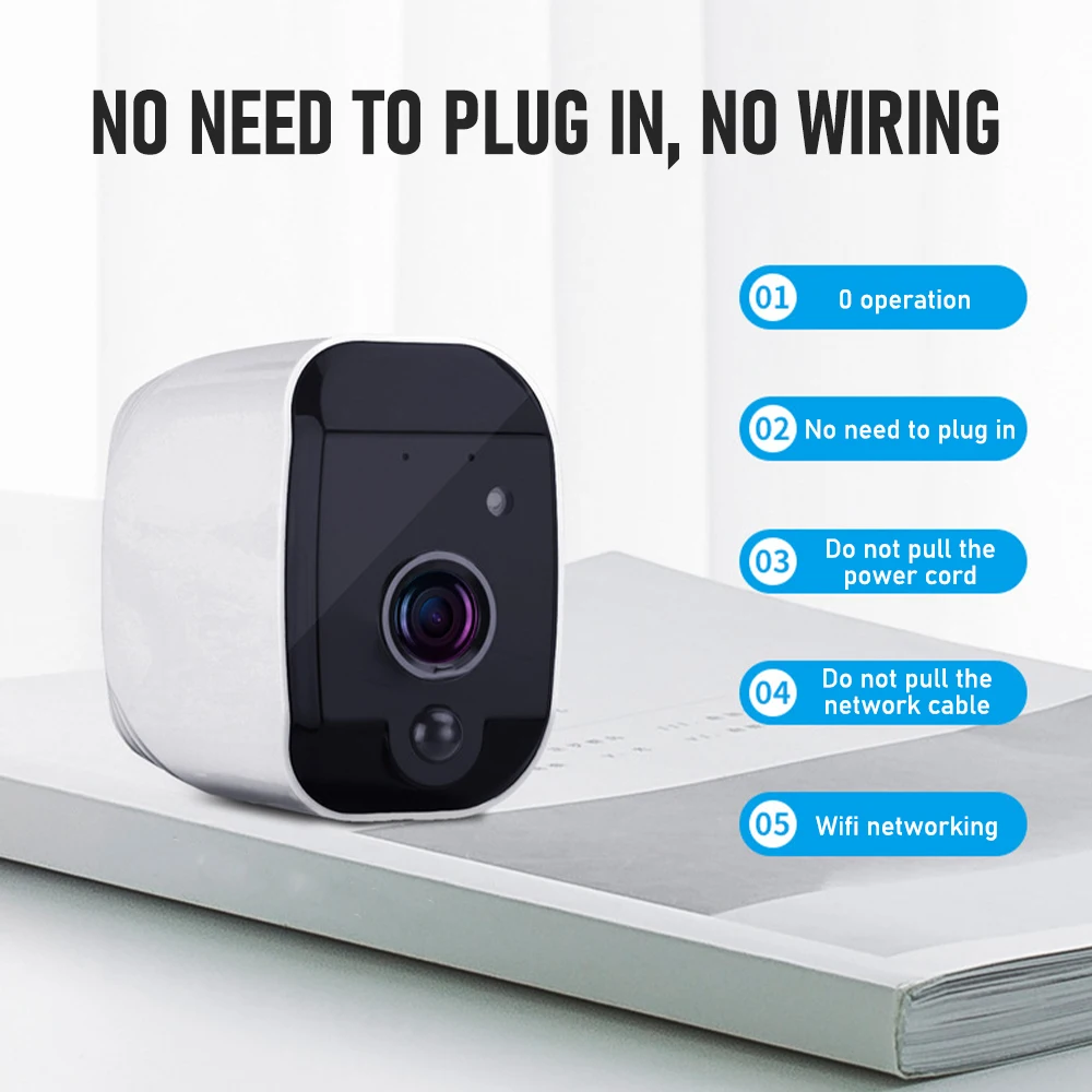 

AI Wireless HD Wifi Camera Wide Angle Night Vision Security Camera Video Recorder Infrared Home DVR Storage (Without battery)