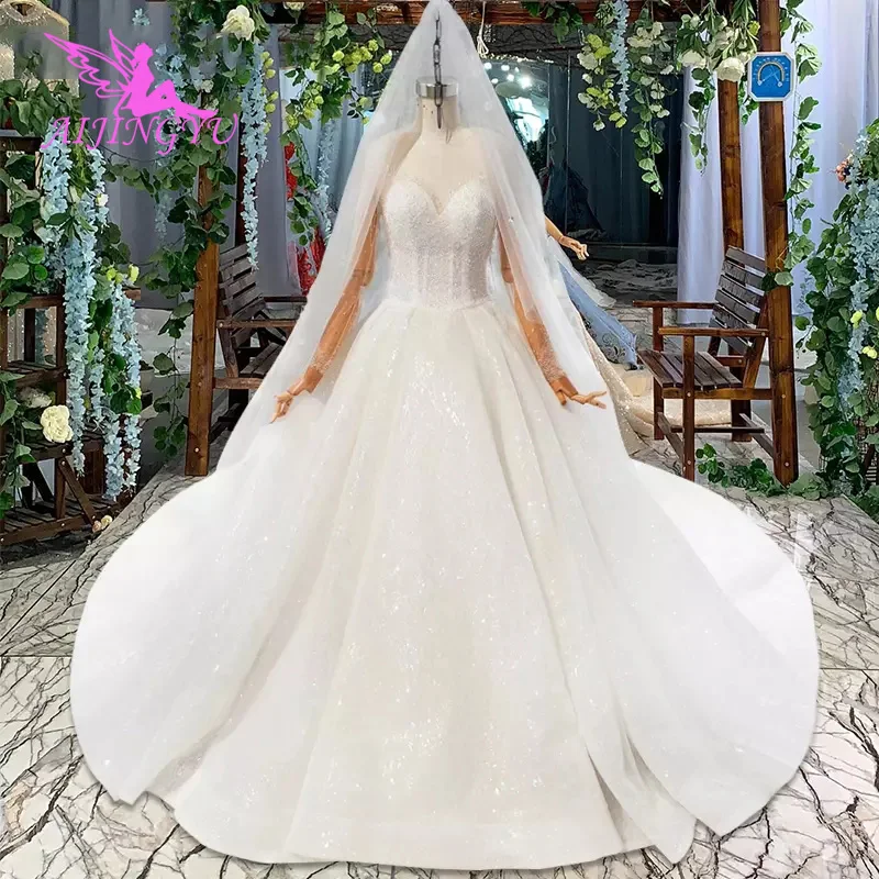 AIJINGYU свадебные платья кружевное простое свадебное платье невесты длинное Белое