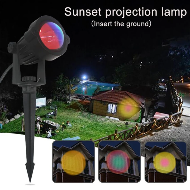 

Outdoor Garden Lights Sunset Projection USB Lamp Rainbow Projector LED Atmosphere Night Light Decoration Wall Ground