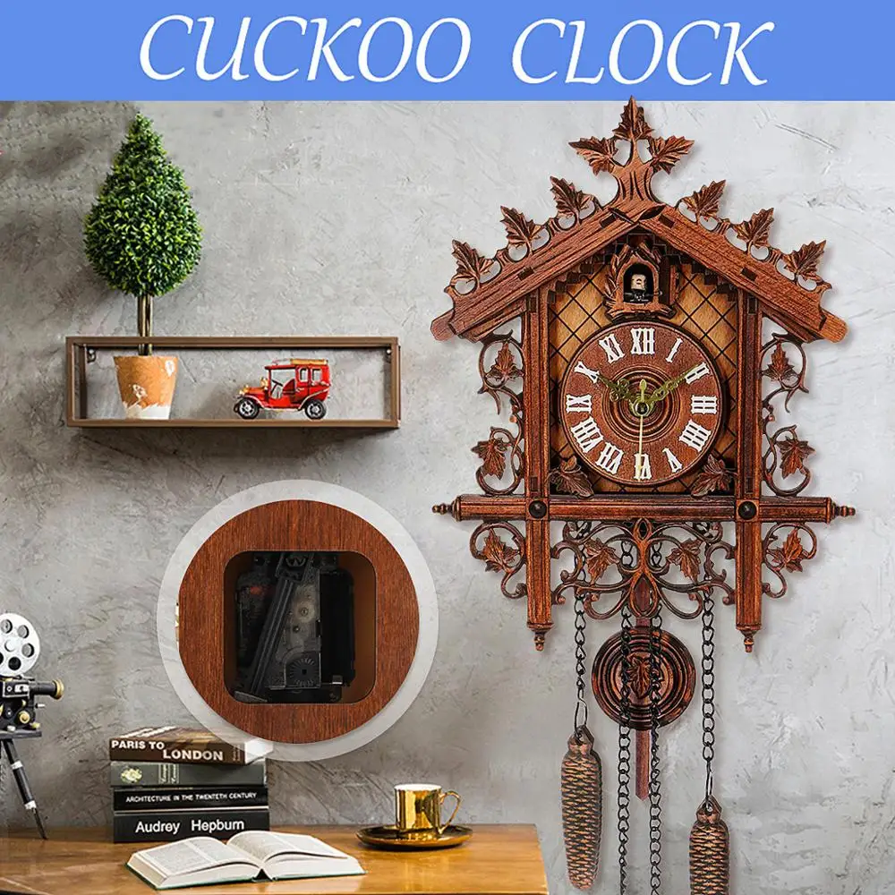 Винтажные деревянные настенные часы ручной работы, настенные часы с кукушкой, домик на дереве, качели, художественные Декорации для дома