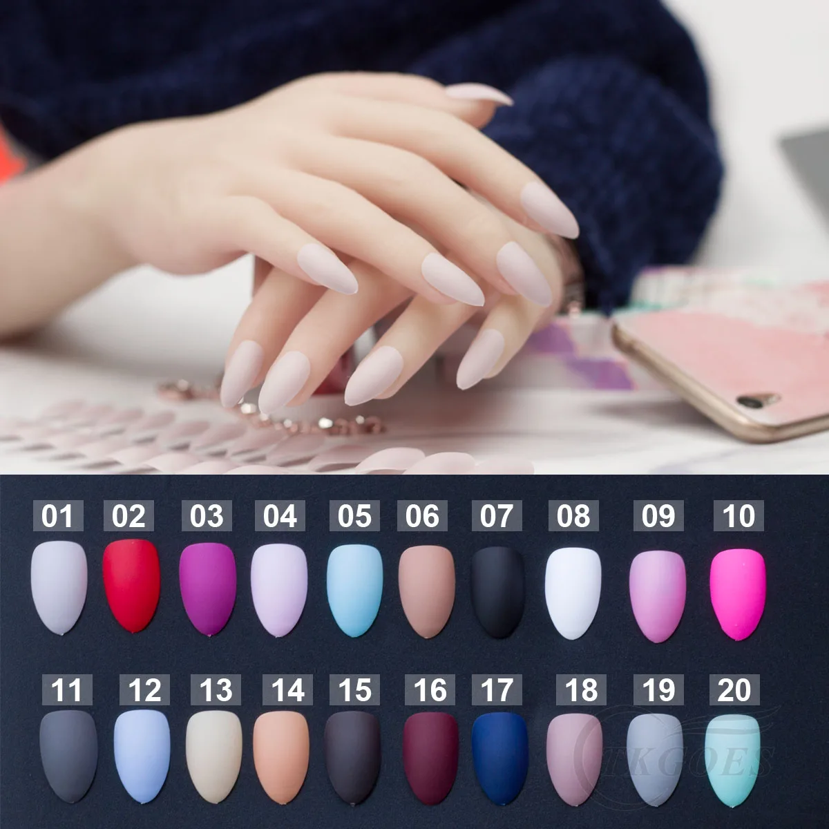 24 шт. 10 размеров миндальные ногти матовые накладные на шпильках полный накладной