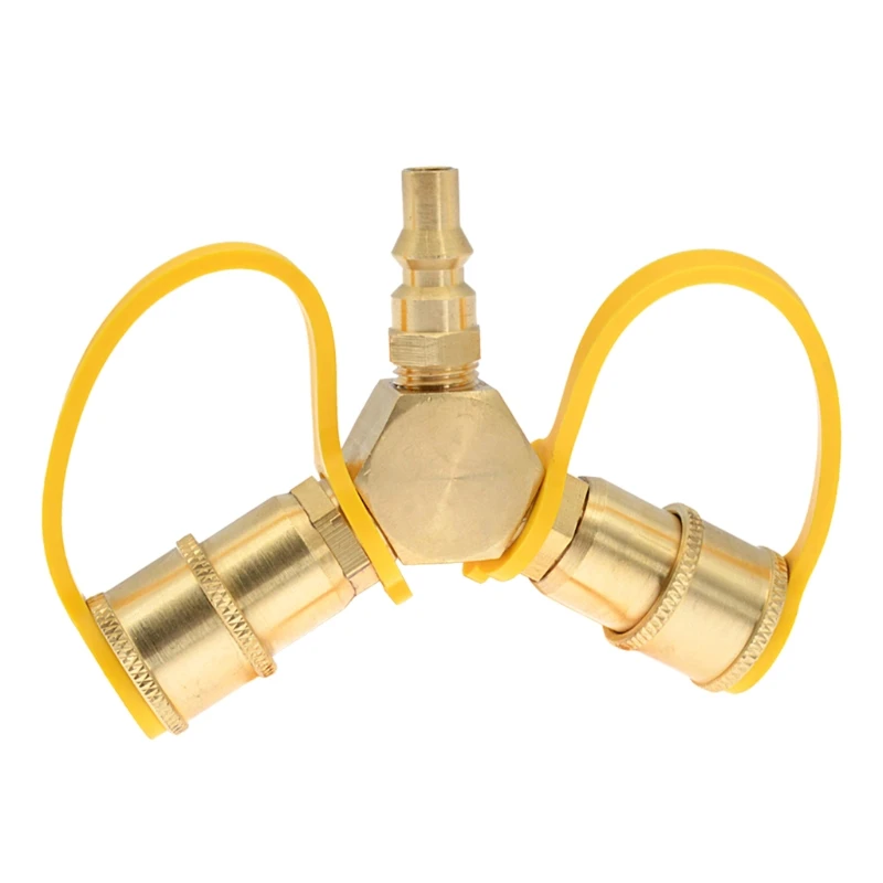 

T8NA Y Splitter Adapter Quick Connect Adapter RV Brass Propane Gas Tank Connection
