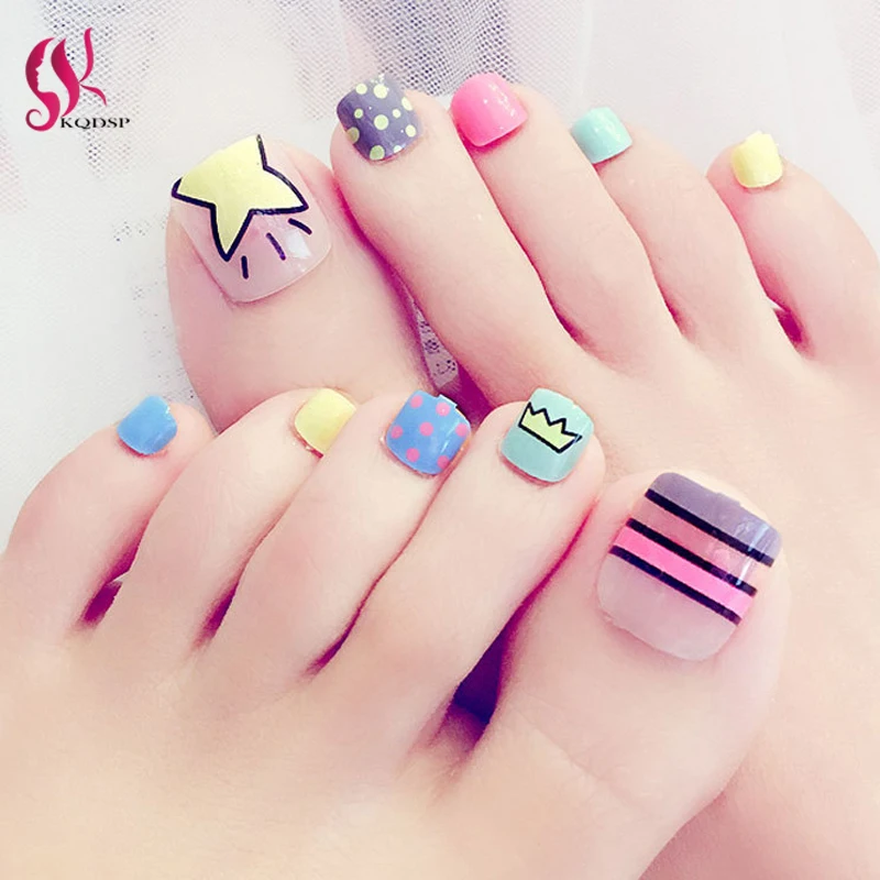 

Adhesive Toe False Nail Art Sticker Glitter Summer French Style Waterproof Full Cover Supplies Foot Decal Decoration Manicure 3D