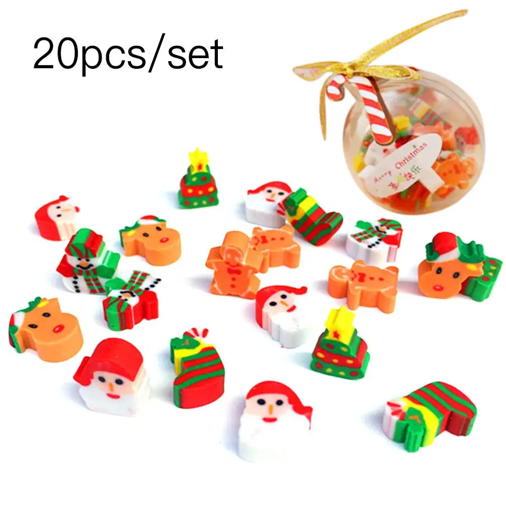 20/40 шт. Рождественский подарок ластик Санта Клаус Снеговик в прозрачной упаковке