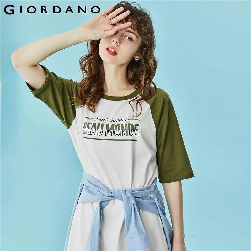 Giordano женское платье с коротким рукавом принтом | Женская одежда