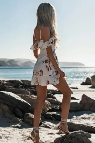 Модное женское шифоновое летнее вечернее пляжное платье в стиле бохо короткое