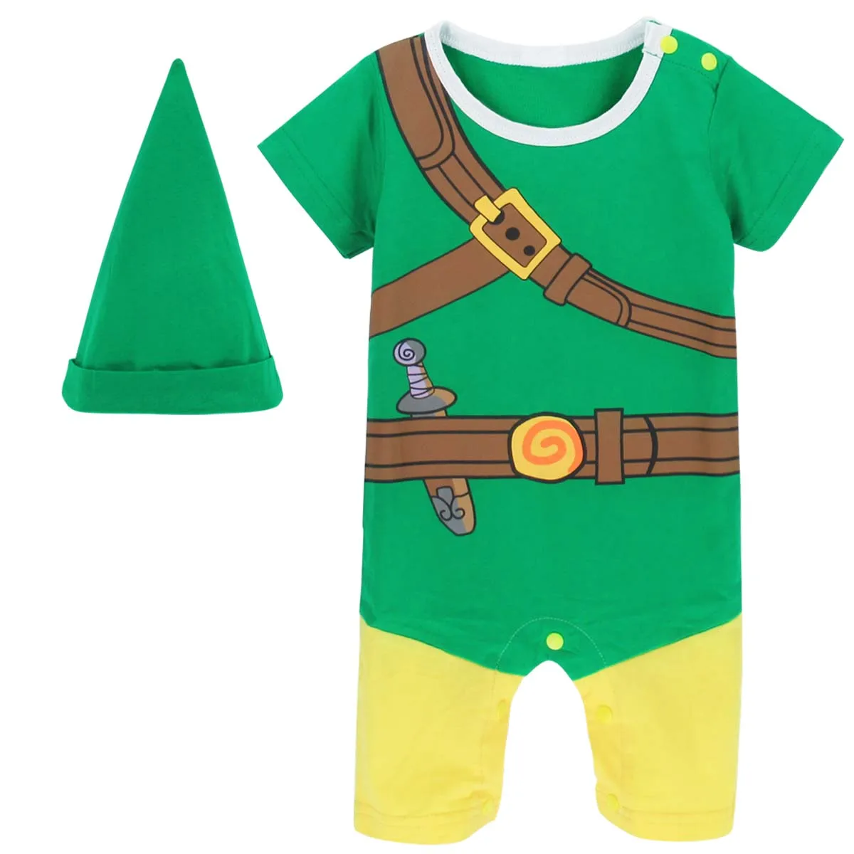 Baby Boys Zelda Carnival Romper Costume Newborn Christmas Outfits Jumpsuit Infant Party Cosplay Clothes with Hat |