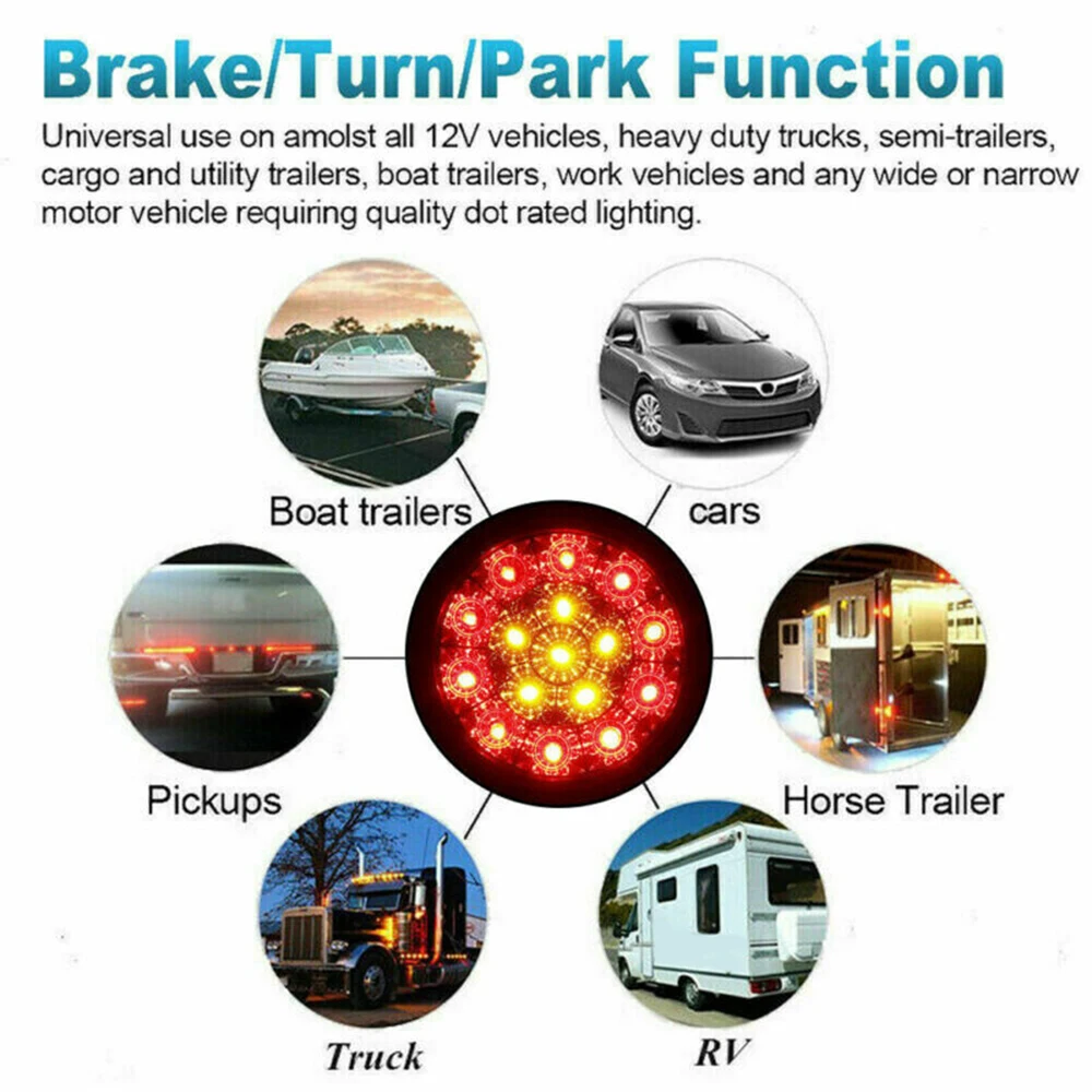 

4X 4" Round LED Brake Stop Turn Signal Tail Light Truck Trailer 4WD 4X4 CARAVAN Tail Turn Signal Brake Lights