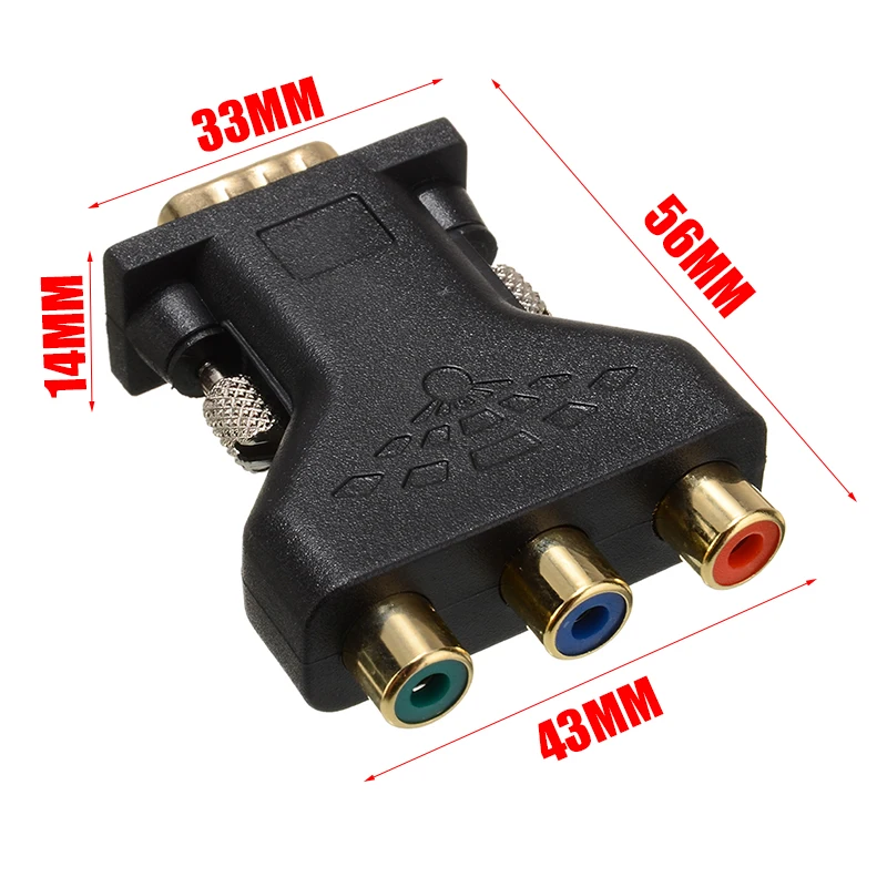 Новое поступление VGA RCA адаптер 3RCA видео Женский HD 15 булавки конвертер Стиль