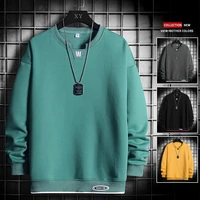 2021 new fashion hoodies men round collar solid color mens sweatshirts long sleeve trendy streetwear male pullovers casual 4xl
