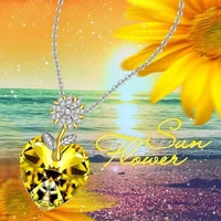 2021 cute fashion sunflower yellow crystal heart shaped womens necklace pendant necklace joyero jeweler gothic accessories
