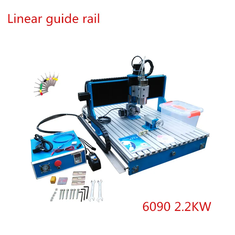 

Фрезерный станок с ЧПУ 60*90 см 2200 Вт линейные направляющие 6090 2,2 кВт 3D ЧПУ гравер с более точным перемещением для металлических сверл и фрезер...