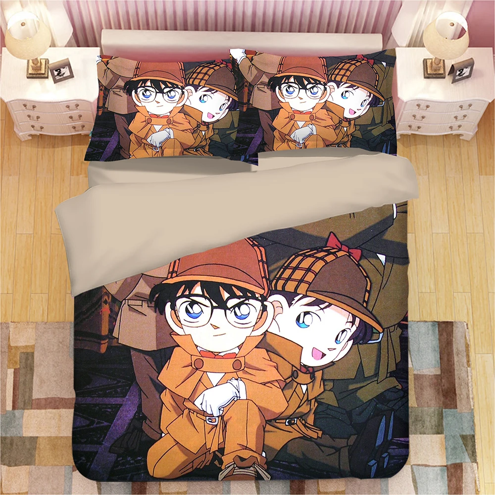

Detective Conan 3D bedding set Duvet Covers Pillowcases anime Detective Conan comforter bedding sets bedclothes bed linen