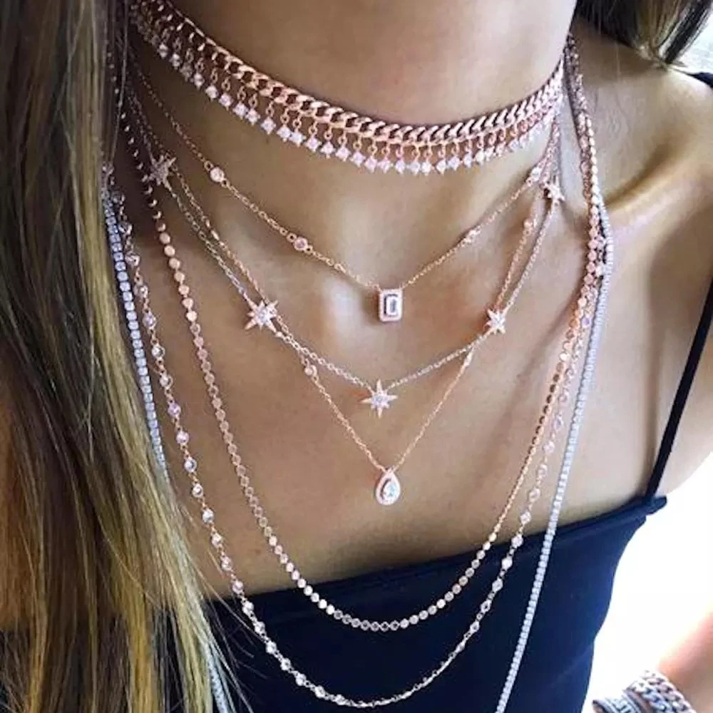 Розовое золото Цвет квадрат Искрящийся Кубический Цирконий Серебро 925 пробы cz