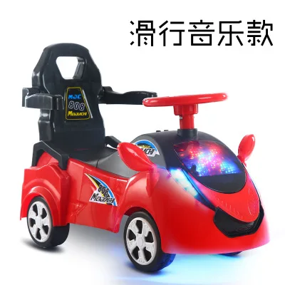 Red non-electric Детский Электрический четырехколесный игрушечный автомобиль, От 1 до 3 лет, Детский самокат с музыкой, йо-йо, детская коляска, ходунки, игрушечный автомобиль - Цвет: Red non-electric