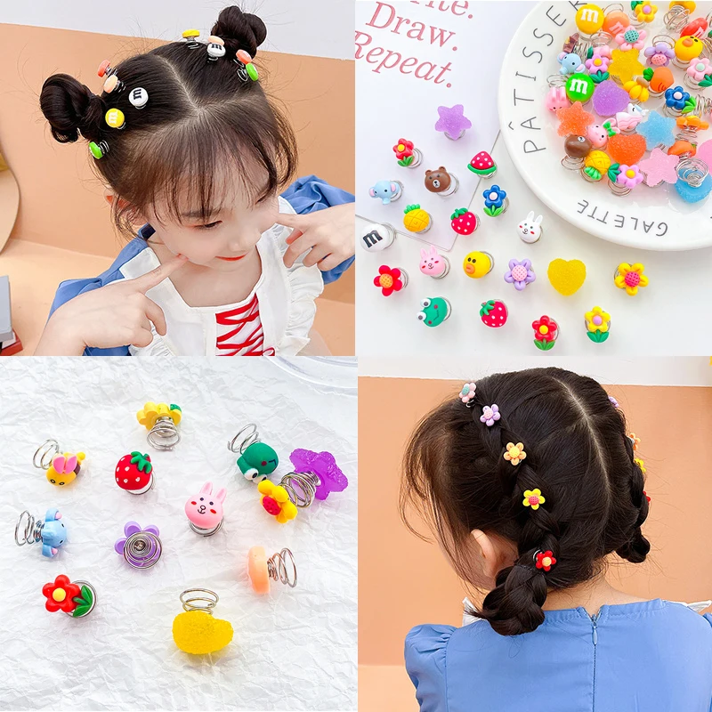 

10PCS Colorful Animal Flower Hair Clips Mosquito Coil Buckle Pins Hairpin Baby Hair Claws Peas Buckle Baby Girl Hair Accessories