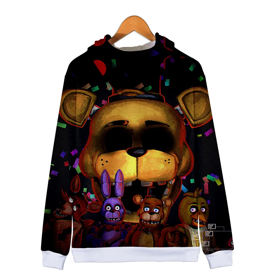 Милые толстовки с капюшоном Five Nights At Freddys FNAF, Детская толстовка с капюшоном на молнии для мальчиков, осенне-зимняя куртка, пальто, одежда