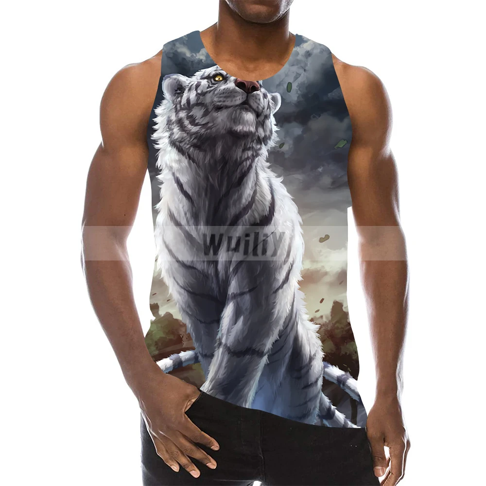 Топ мужской с 3d-рисунком тигра без рукавов