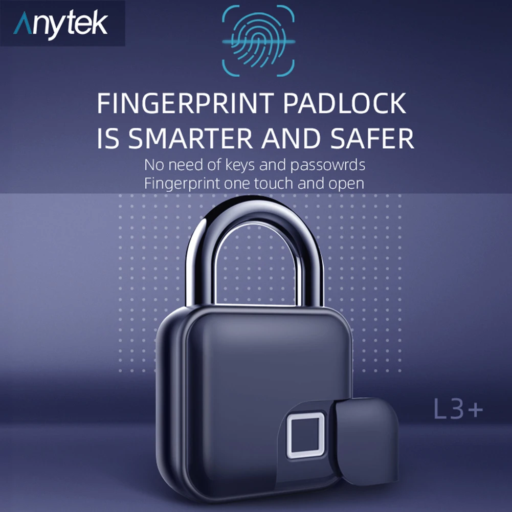 

L3 Smart Waterproof Door Luggage Case Lock USB Rechargeable Fingerprint Padlock Door Lock Bluetooth App Unlock