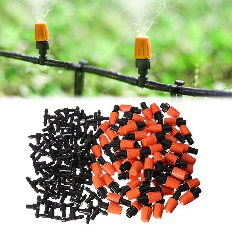 50pcs Adjustable Garden Irrigation System Watering Sprayer Misting Nozzles Sprinkler Heads with Barbed Tee Connectors | Дом и сад