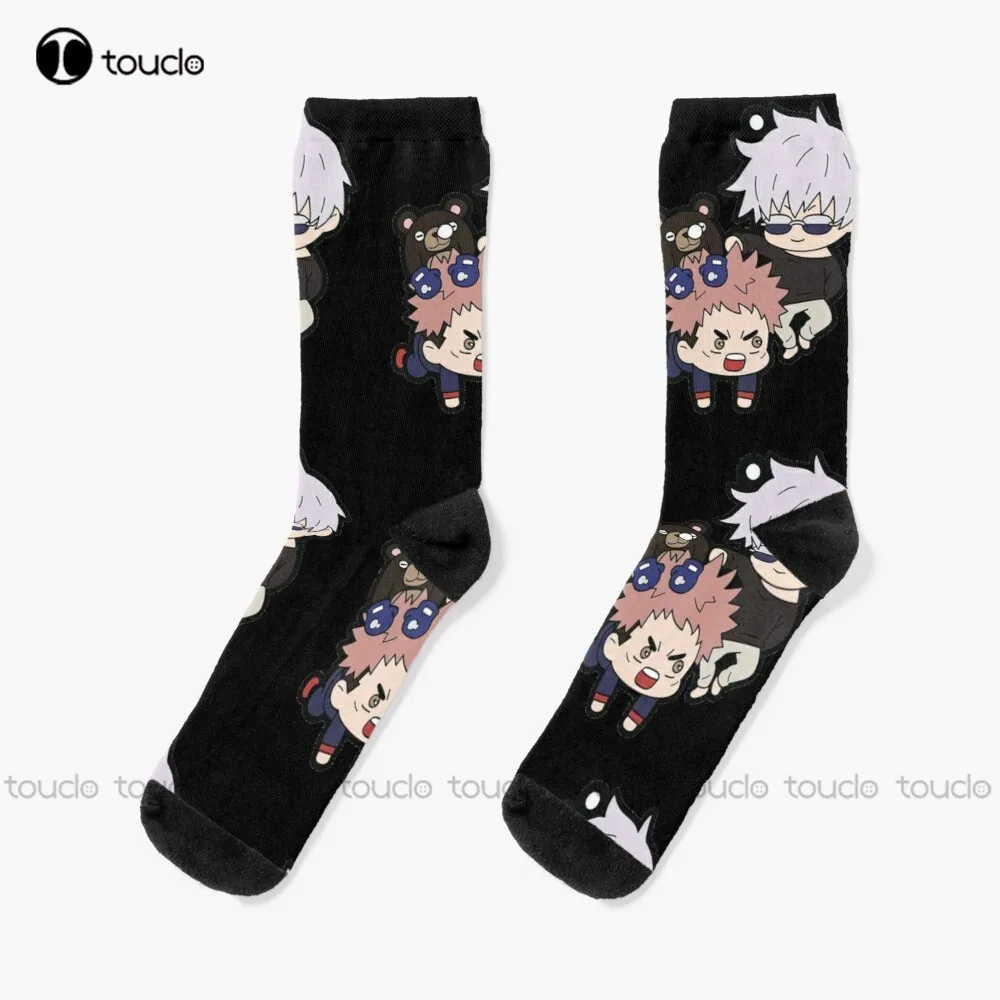 

Jujutsu Kaisen - Satoru Gojo And Yuji Itadori Chibi Design Socks Softball Socks Personalized Custom 360° Digital Print Gift