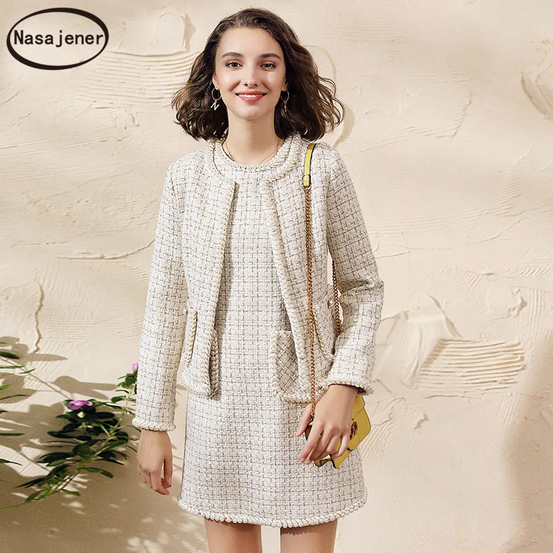 Осенне зимние модные твидовые куртки для подиума Женские Длинные рукава