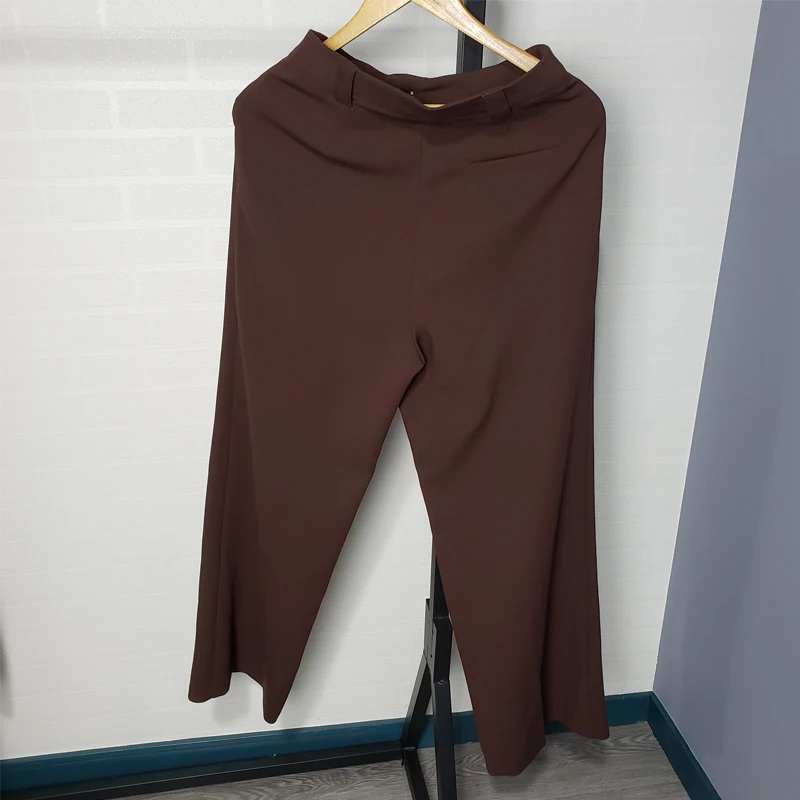 Свободные брюки с высокой талией женские широкие осень 2019 pantalones сплошной цвет