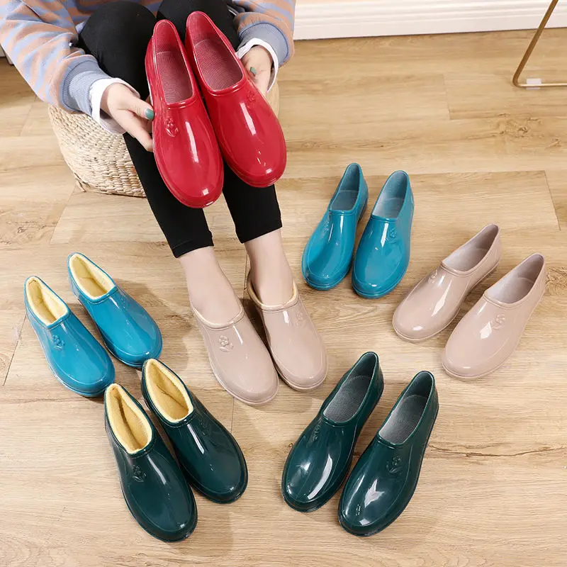 

Spring/Autumn Naked Rainboots Soft Galoshes Water Shoes Rubber Boot Woman Kitchen Work Shoe for Mopping and Washing Clothes Red