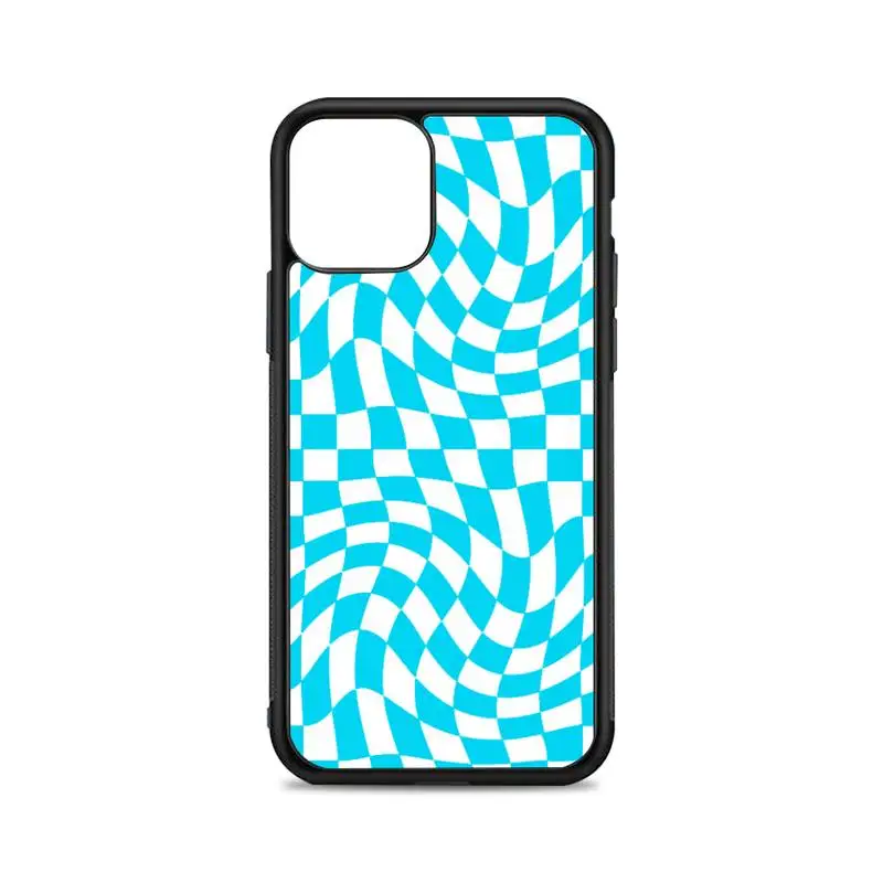 

Crazy Checkers Blue Phone Case for iPhone 12 mini 11 pro 13 Max X XR 6 7 8 plus SE20 High quality TPU silicon cover