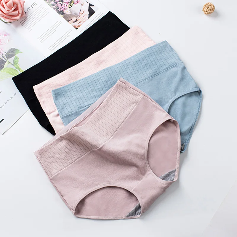 

Хлопковое женское нижнее белье, трусики с высокой талией, однотонные дышащие трусы, бесшовное мягкое нижнее белье, модные трусы для девочек