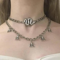 new hip hop punk animal snake necklace harajuku vintage multiple spider pendant necklaces choker for women men fashion jewelry