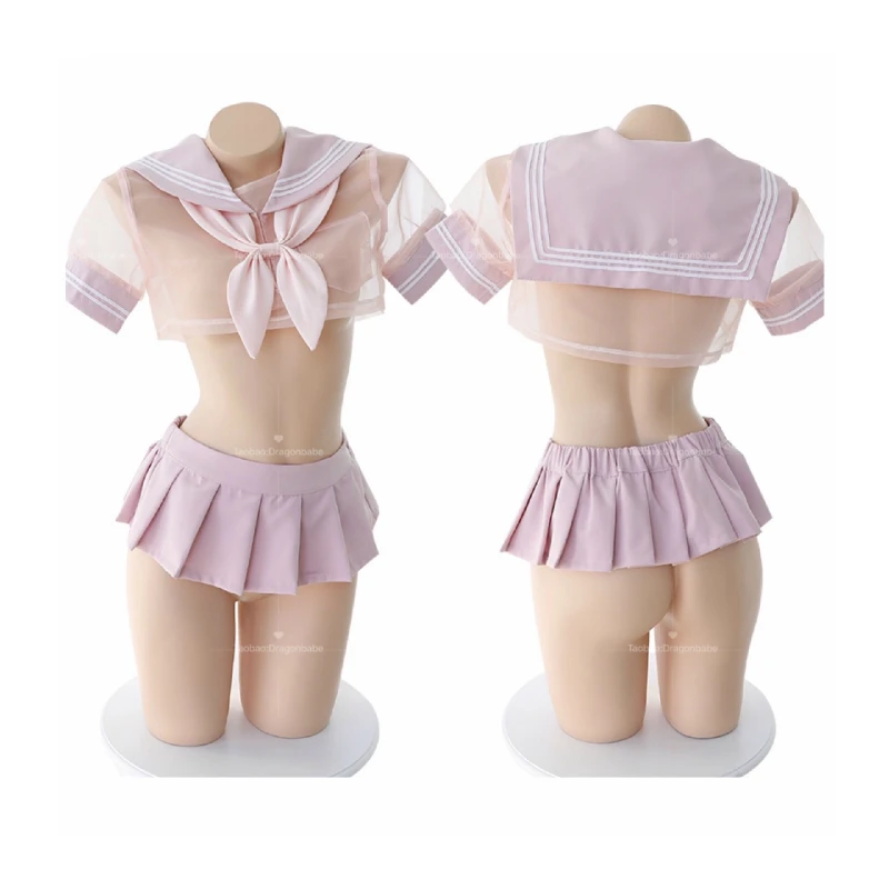 

Female Short Sleeve Fancy Shirt Dress with Necktie Women Adult Halloween Party Cosplay Schoolgirl Student Sexy Costumes Uniform