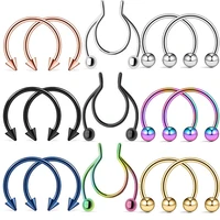 surgical stainless steel nose ring septum horseshoe hoop earrings ear clip lip ring hook body piercing jewelry punk nose rings