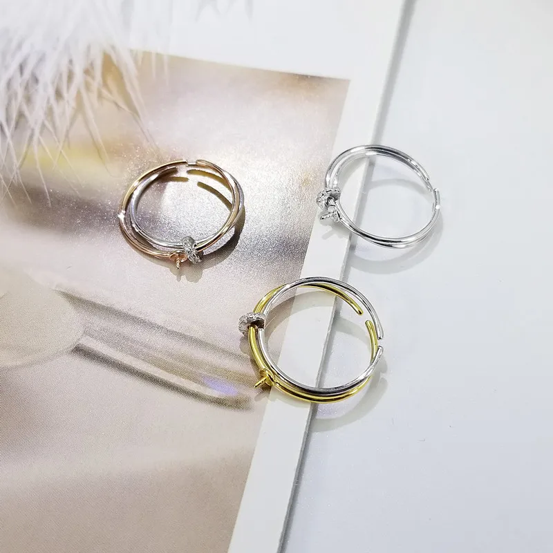 

S925 японский и корейский новый стиль серебряное кольцо с жемчугом женское простое и милое открытое серебряное кольцо