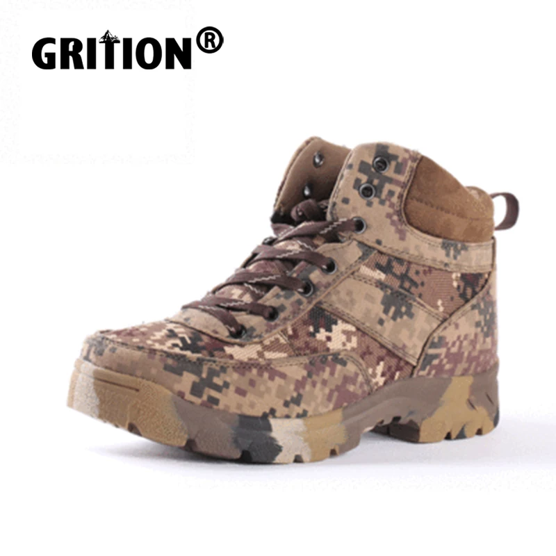 

GRITION мужские походные ботинки для активного отдыха горные треккинговые Модные мужские ботильоны Нескользящие армейские зеленые тактическ...