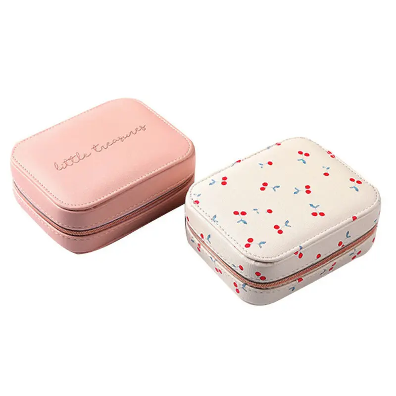 

Jewelry Organizer Display Case Boxes Portable Jewelry Box Zipper Leather Storage Joyeros Organizador De Joyas
