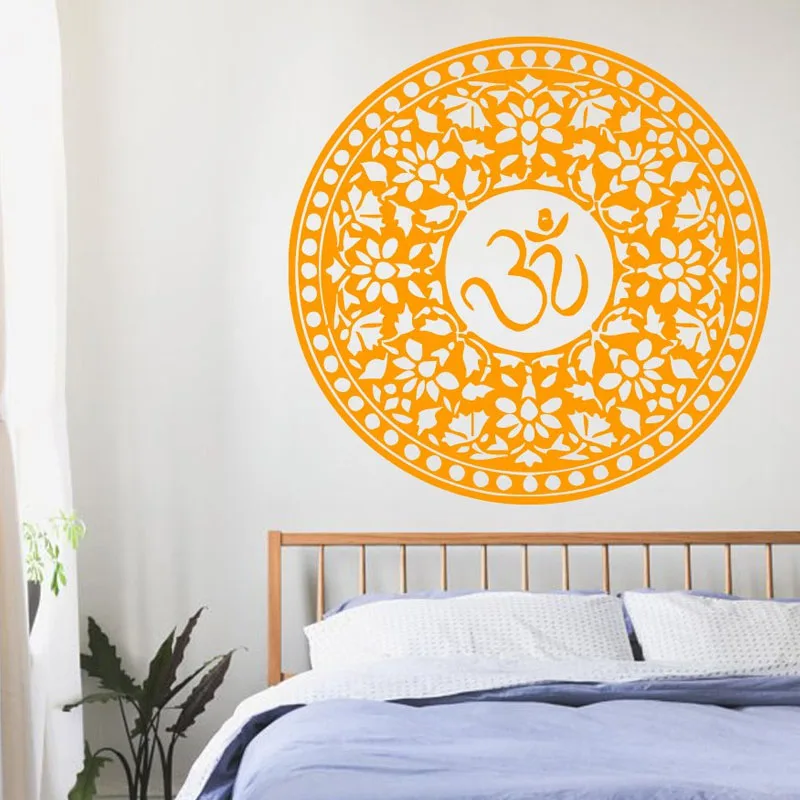 

WJWY Mandalas Om Symbol Wall Sticker Decal Indian Pattern Home Decor Removable Waterproof Wall Decals Vinyl Art Murals