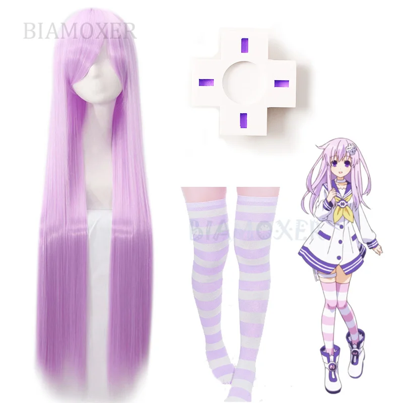 Больших размеров Косплэй парики крест Головные уборы чулок Нептун Hyperdimension Neptunia