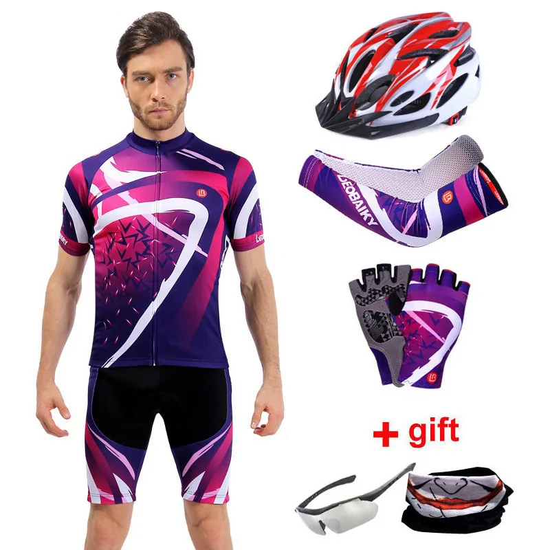 full set men purple Семейная одежда для родителей, профессиональная команда, летняя одежда для горного велосипеда, спортивная одежда для гонок, женская одежда для велосипеда, Мужская одежда для велоспорта, Детский комплект из Джерси - Цвет: full set men purple