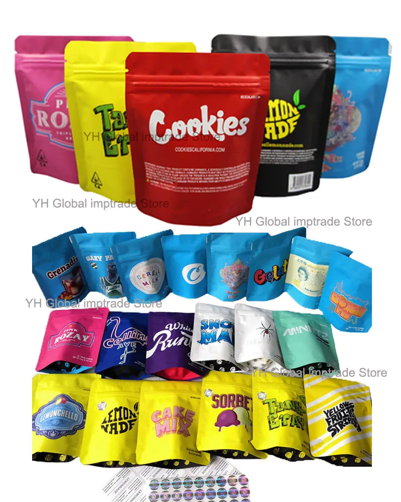 

100pcs Waterproof Weed Storage Bags 3.5g Plastic Tobacco Smoke Bag With Labeled Cigarette Accessories Custom LOGO