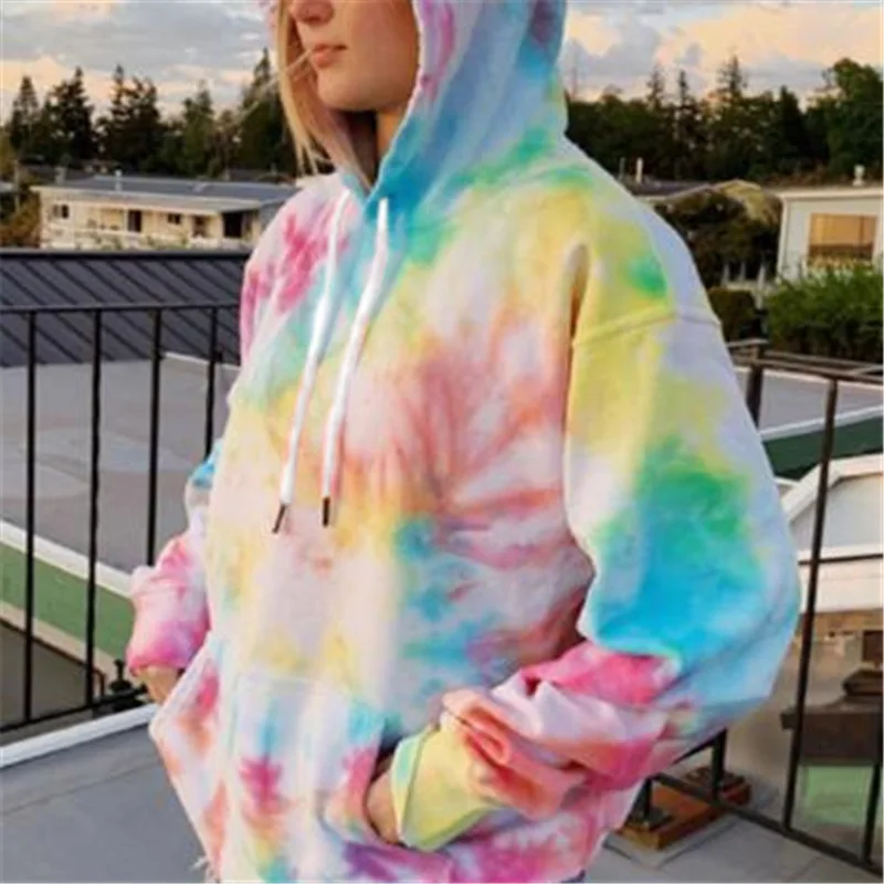 

Fall 2020 and the Street foreign women's new loose hooded tie dye print casual coat top