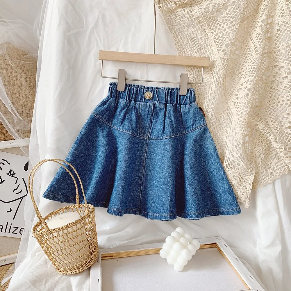 Летняя Повседневная джинсовая мини-юбка для маленьких девочек Вечерние